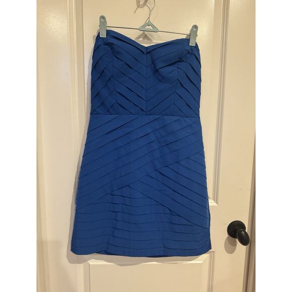 Gianni Bini Royal Blue Pleated Body Con Mini Dress Size Medium - Picture 1 of 5